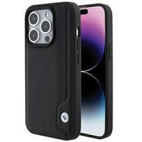 BMW Leather Blue Dots dėklas iPhone 15 Pro Max – juodas