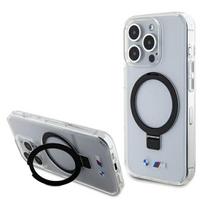 BMW MagSafe dėklas su žiedu ir stovu iPhone 15 Pro – skaidrus