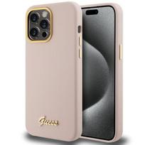 Guess silikoninis dėklas iPhone 15 Pro – rožinis