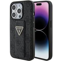 Guess Grip Stand dėklas iPhone 15 Pro Max – juodas