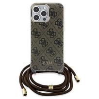 Guess dėklas iPhone 15 Pro Max su dirželiu – rudas