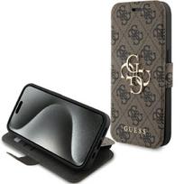Guess 4G Metal Logo dėklas iPhone 15 Pro – rudas