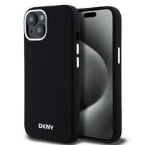 DKNY silikoninis MagSafe dėklas iPhone 15 Plus/14 Plus – juodas