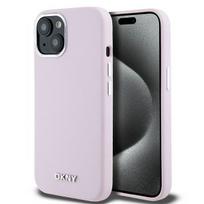 DKNY silikoninis MagSafe dėklas iPhone 15 Plus/14 Plus – rožinis
