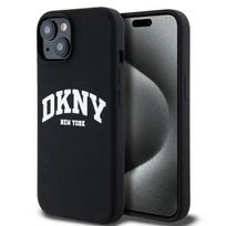 DKNY MagSafe silikoninis dėklas iPhone 15 Plus – juodas