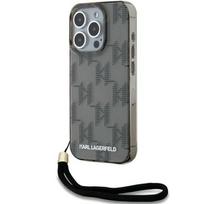 Karl Lagerfeld dėklas iPhone 15 Pro Max – juodas, su virvele