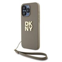 DKNY dėklas iPhone 15 Pro su riešo dirželiu – smėlio