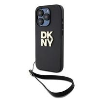 DKNY dėklas su riešo dirželiu iPhone 15 Pro – juodas