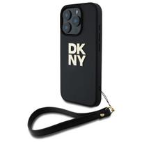 DKNY dėklas iPhone 16 Pro Max su riešo dirželiu – juodas