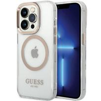 Guess Metal Outline MagSafe dėklas iPhone 15 Pro Max – auksinis