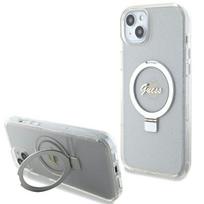 Guess MagSafe dėklas su žiedu iPhone 15/14 Plus – skaidrus