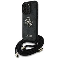 Guess 4G dėklas su dirželiu iPhone 16 Pro – juodas
