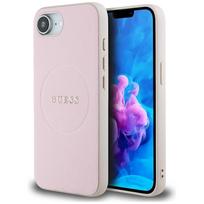 Guess Grained Ring MagSafe dėklas iPhone 16e – rožinis