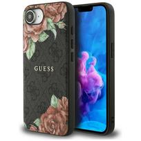 Guess MagSafe dėklas iPhone 16e – juodas, gėlės