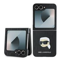 Karl Lagerfeld Saffiano monograminis dėklas, skirtas Samsung Galaxy Z Flip 6 – juodas