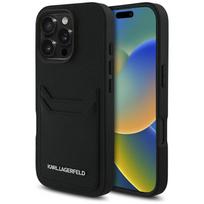 Karlas Lagerfeldas HC Grūdintas PU Metalinis pailgas Kortelės lizdo dėklas, skirtas iPhone 16 Pro Max – juodas