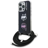 Karl Lagerfeld IML Crossbody Karl&Choupette galvos dėklas, skirtas iPhone 16 Pro Max - juodas