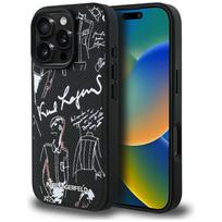 Karl Lagerfeld grūdėtas raštas ir logotipas MagSafe Dėklas, skirtas iPhone 16 Pro Max – juodas