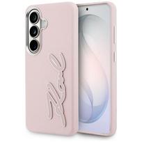 Karl Lagerfeld Grained Signature Metal Dervos logotipas Case, skirtas Samsung Galaxy S26 - Pink