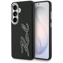 Karl Lagerfeld Grained Signature Metal Dervos logotipas Case, skirtas Samsung Galaxy S26 - Black