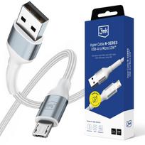 3mk Hyper Laidas N-SERIES USB-A / MicroUSB 1m 5V/2.4A 12W / baltas
