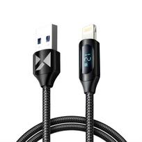 Wozinsky laidas USB-A - Lightning WUALC1 su LED ekranu 2.4A 1m juodas