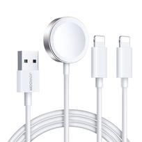 Joyroom laidas S-IW007 3-in-1 USB-A magnetinis įkroviklis - Lightning 1.2m - baltas