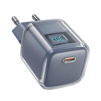Acefast įkroviklis A53 PD 30W GaN USB-C su ekranu - pilkas