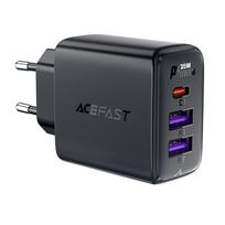 Acefast įkroviklis A57 PD 35W GaN 2 x USB-A + USB-C su 3 jungtimis - juodas
