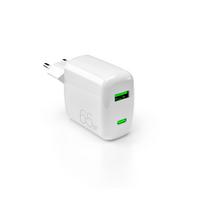 Puro 65W GaN USB-A USB-C sieninis įkroviklis - baltas