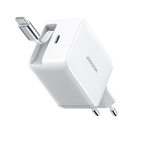 Joyroom JR-TCL06 67W GaN sieninis įkroviklis su integruotu įtraukiamu USB-C laidu - baltas