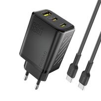 Dudao A29C 65W GaN sieninis įkroviklis + USB-C laidas - juodas