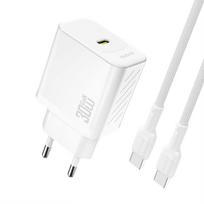 Dudao sieninis įkroviklis A27PCEU PD 30W GaN USB-C su USB-C laidu - baltas
