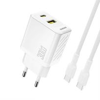 Dudao sieninis įkroviklis A27TCEU PD 30W GaN USB-A USB-C su USB-C laidu - baltas
