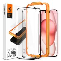 Spigen AlignMaster grūdintas stiklas iPhone 15 Plus – juodas (2 vnt.)