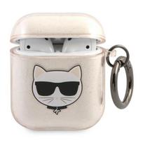 Karl Lagerfeld blizgus AirPods 1/2 dėklas – auksinis