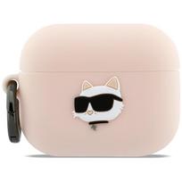 Karl Lagerfeld silikoninė chaupette galvutė 3D dėklas, skirtas AirPods Pro 3 - rožinis