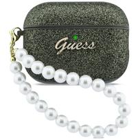 Guess Blizgantis perlų dirželis skirtas AirPods Pro 3 - Black and Glitter