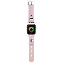 Karl Lagerfeld 3D guminis Karl&Choupette Heads dirželis Apple Watch 42/44/45/49mm – rožinis