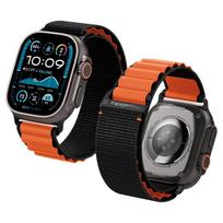 Spigen WBF1 dirželis, skirtas Apple Watch 44/45/46/49 mm – juodas ir oranžinis