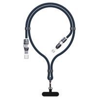 Dudao L20Max 65W 4-in-1 laidas su dirželiu USB-C į USB-C su Lightning ir USB-A adapteriais - Mėlynas