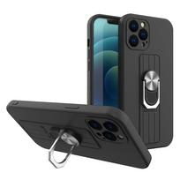 Silikoninis dėklas Ring Case Samsung Galaxy A22 4G – juodas