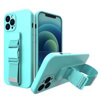 Silikoninis dėklas su dirželiu iPhone 12 mini – šviesiai mėlynas
