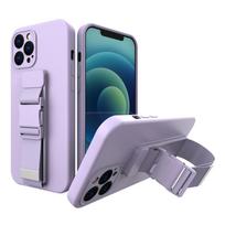 Silikoninis dėklas su virvele iPhone 12 Pro – violetinis
