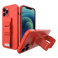 Silikoninis dėklas su virve Samsung Galaxy S22+ – raudonas