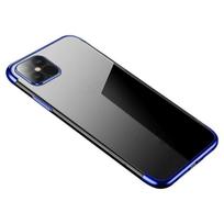 Skaidrus TPU dėklas Samsung Galaxy S22 Ultra – mėlynas rėmelis