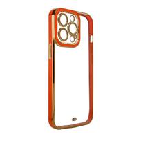 Skaidrus TPU dėklas iPhone 12 Pro – raud. auksinis rėmelis