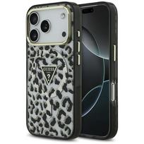 Guess Leopard Glitter MagSafe dėklas iPhone 17 Pro - Juodas