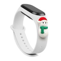 Strap Xmas for Xiaomi Mi Band 3 / 4 Kalėdinė silikoninė apyrankė su Sniego Seneliu - Balta