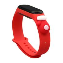 Strap Xmas Xiaomi Mi Band 5 / 6 Kalėdinė Silikoninė Apyrankė su Pirštine - Raudona
